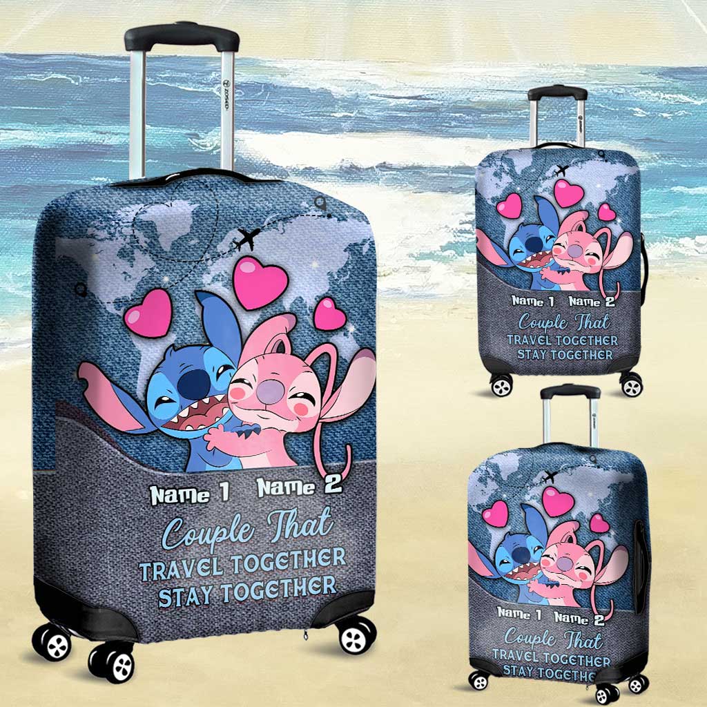 Personalized Luggage Cover for Couples Travel Gift Idea Luggage Cover GradoCreations