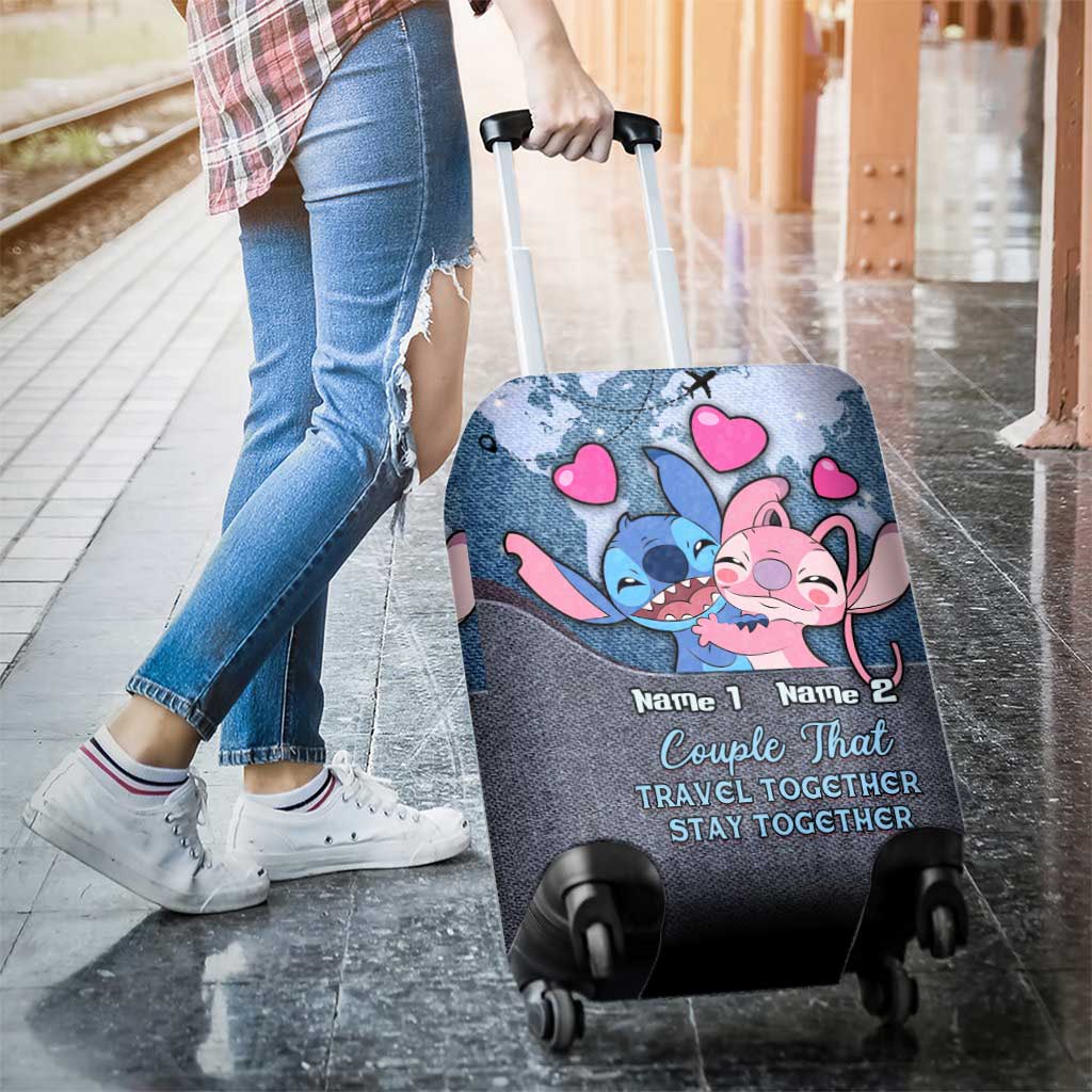 Personalized Luggage Cover for Couples Travel Gift Idea Luggage Cover GradoCreations