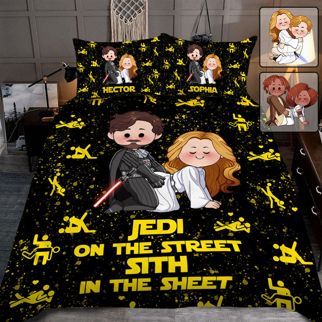 Personalized Jedi Quilt Set Custom Names Gift for Couples Quilt Set GradoCreations