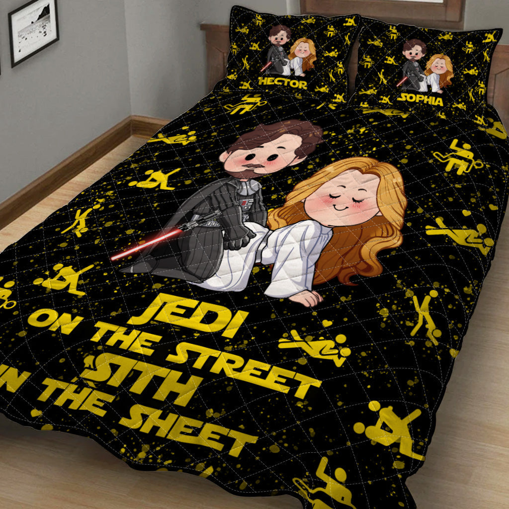 Personalized Jedi Quilt Set Custom Names Gift for Couples Quilt Set GradoCreations