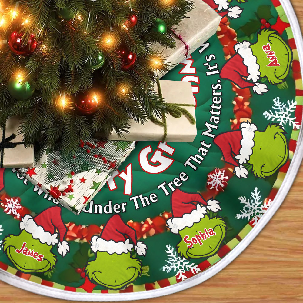 Personalized Merry Grinchmas Christmas Tree Skirt Custom Name Holiday Decor Tree Skirt GradoCreations