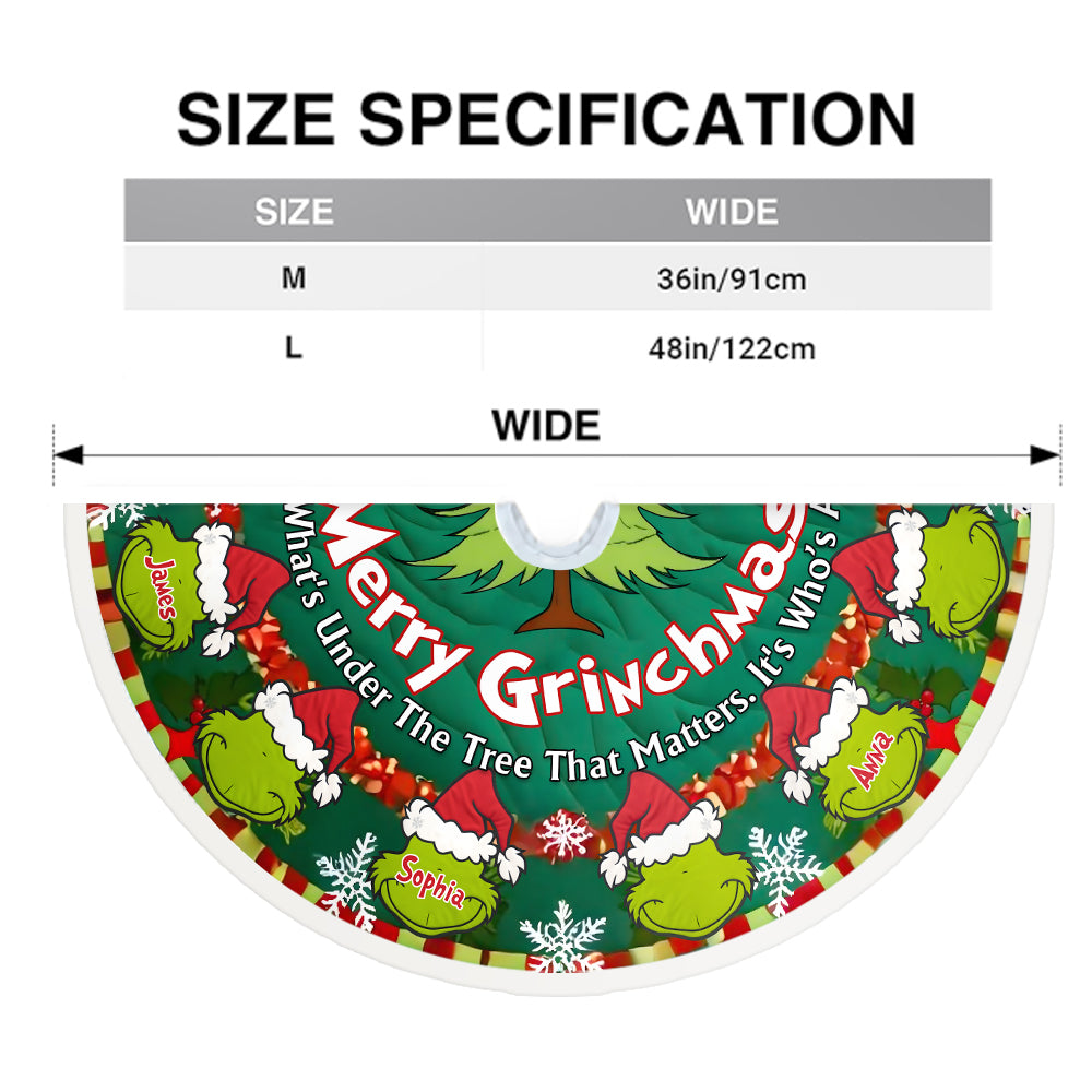 Personalized Merry Grinchmas Christmas Tree Skirt Custom Name Holiday Decor Tree Skirt GradoCreations