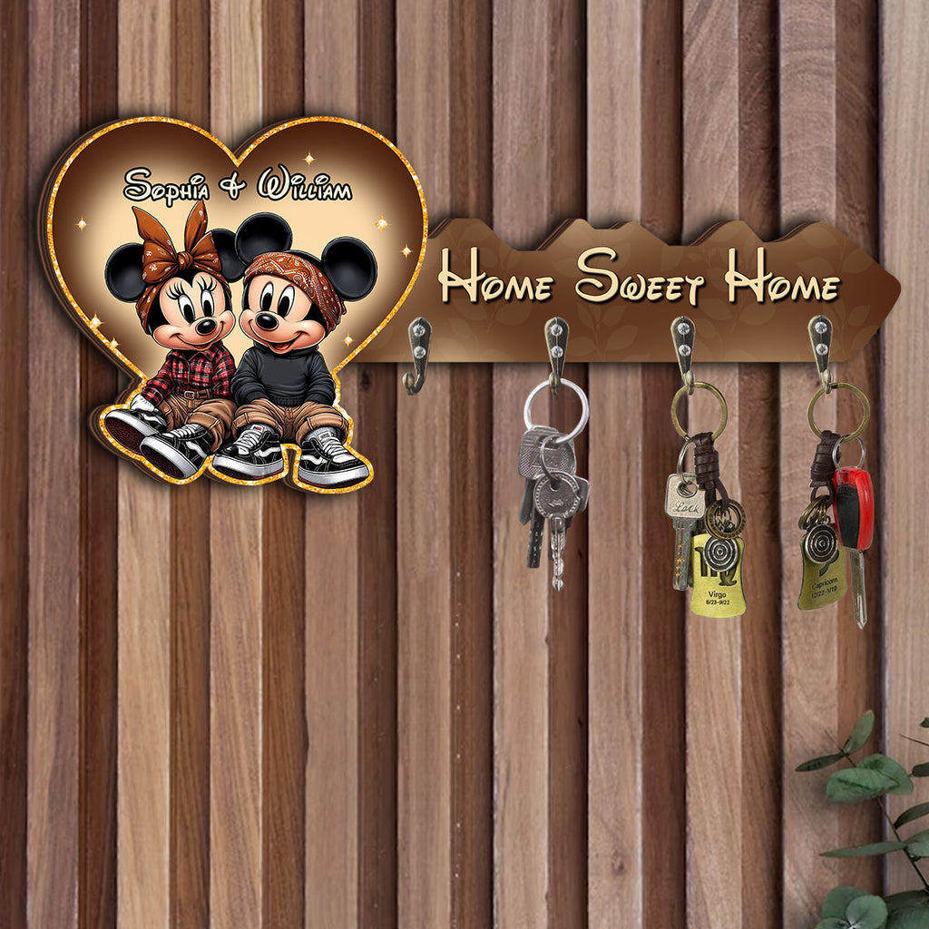 Personalized Wooden Key Rack Home Sweet Home Custom Gift Custom Shaped Key Rack GradoCreations