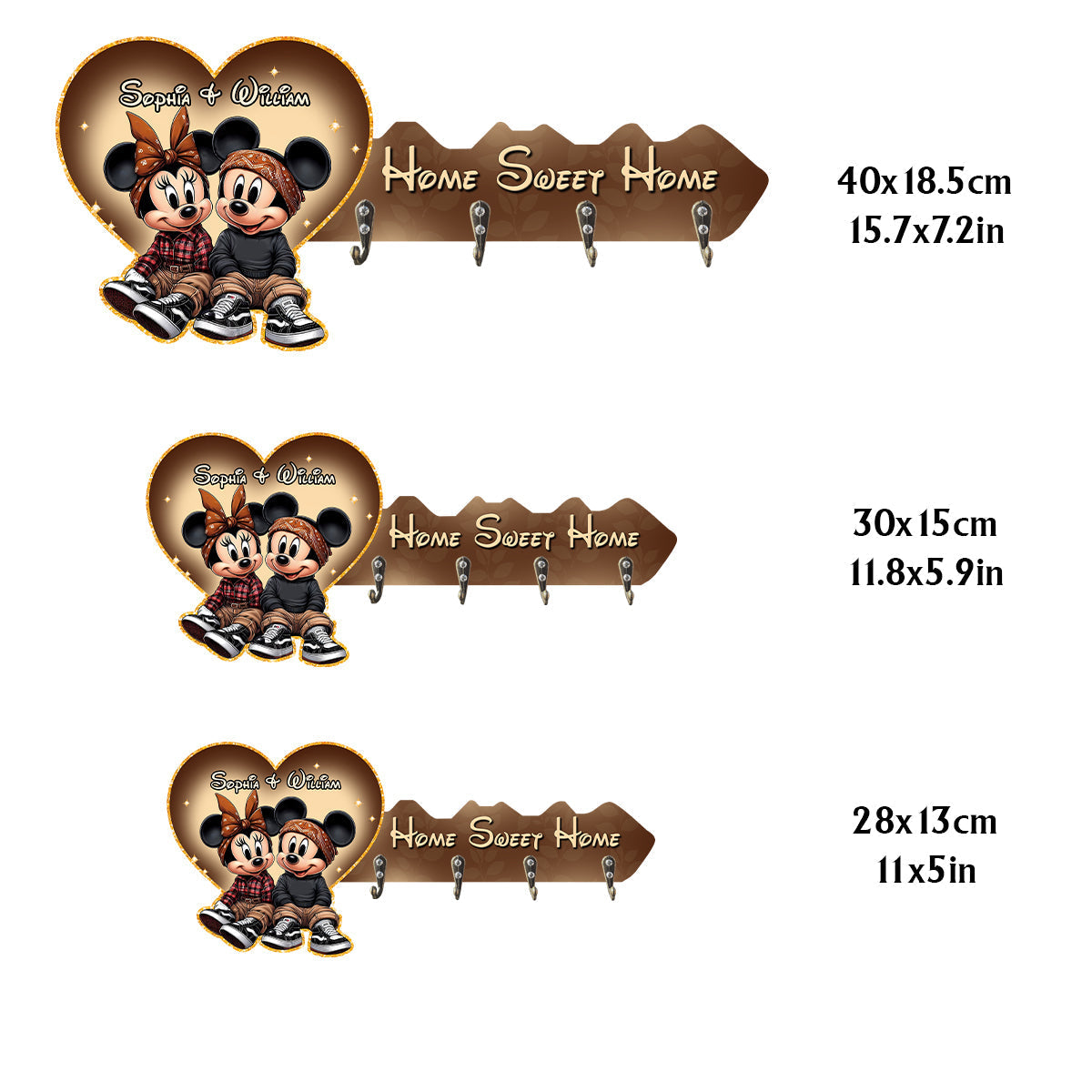 Personalized Wooden Key Rack Home Sweet Home Custom Gift Custom Shaped Key Rack GradoCreations