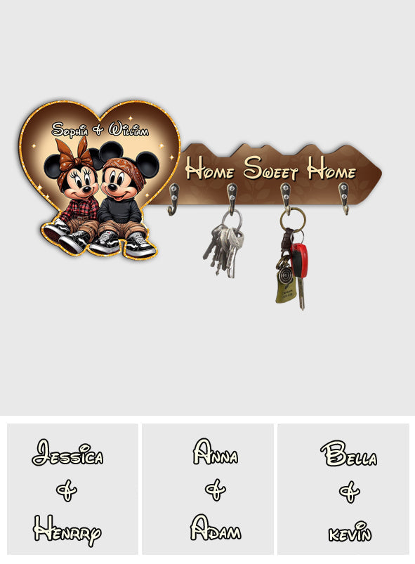 Personalized Wooden Key Rack Home Sweet Home Custom Gift Custom Shaped Key Rack GradoCreations