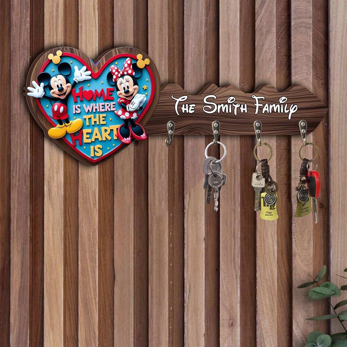 Personalized Home Is Where The Heart Is Key Rack Custom Name Family Gift Custom Shaped Key Rack GradoCreations