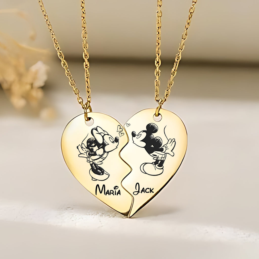 Personalized Matching Pendant Necklace for Couples with Custom Names Matching Pendant Necklace GradoCreations