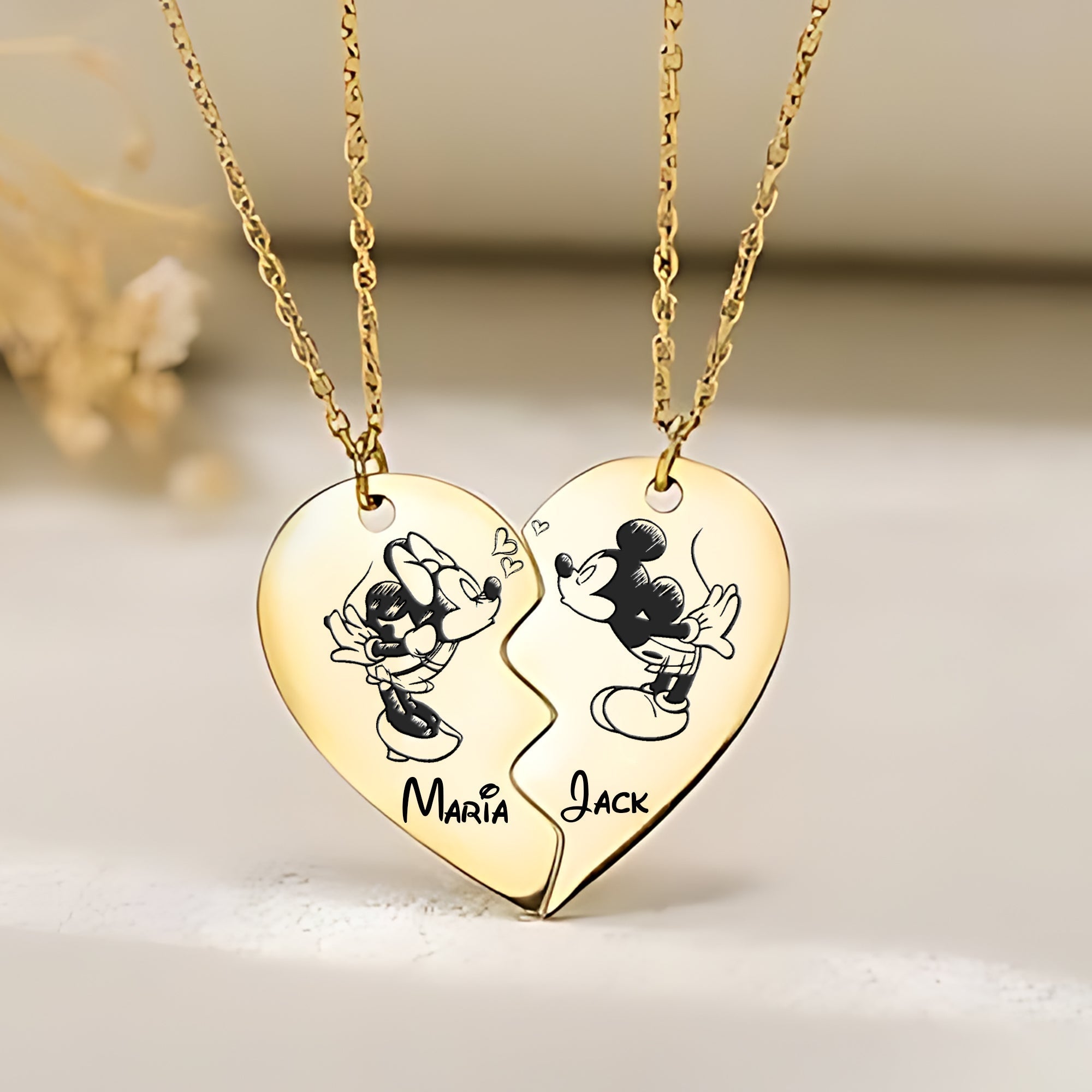 Personalized Matching Pendant Necklace for Couples with Custom Names Matching Pendant Necklace GradoCreations