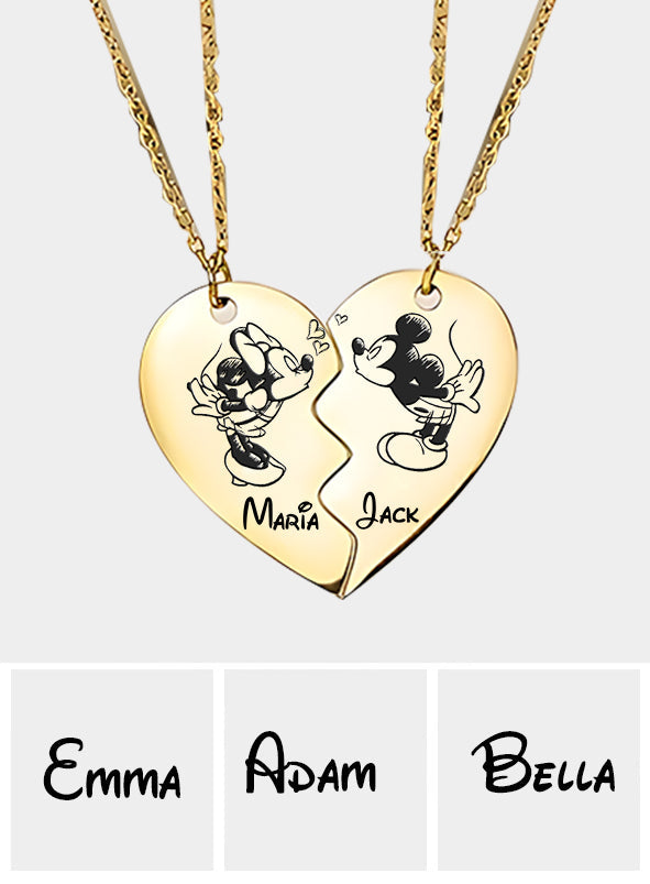 Personalized Matching Pendant Necklace for Couples with Custom Names Matching Pendant Necklace GradoCreations
