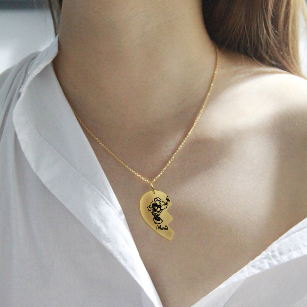 Personalized Matching Pendant Necklace for Couples with Custom Names Matching Pendant Necklace GradoCreations