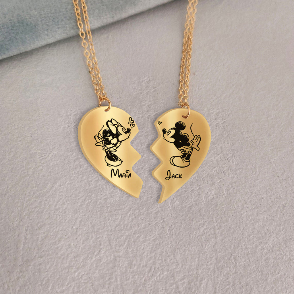 Personalized Matching Pendant Necklace for Couples with Custom Names Matching Pendant Necklace GradoCreations