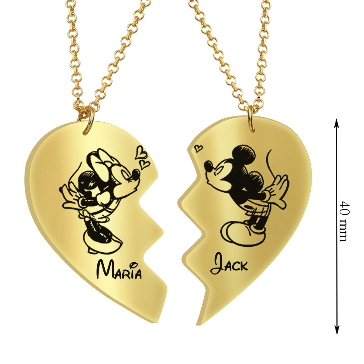 Personalized Matching Pendant Necklace for Couples with Custom Names Matching Pendant Necklace GradoCreations