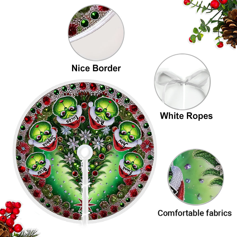 Personalized Grinch Christmas Tree Skirt Unique Family Gift Tree Skirt GradoCreations