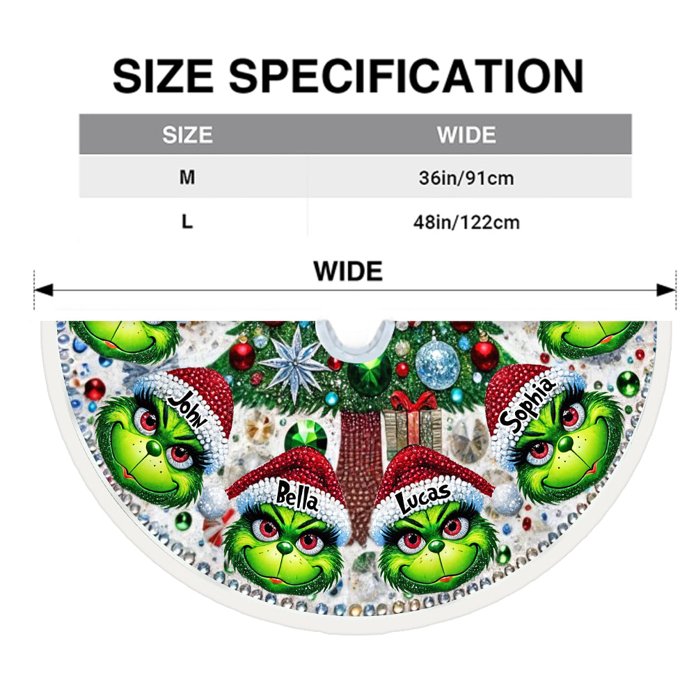 Personalized Grinch Christmas Tree Skirt Unique Family Gift Tree Skirt GradoCreations
