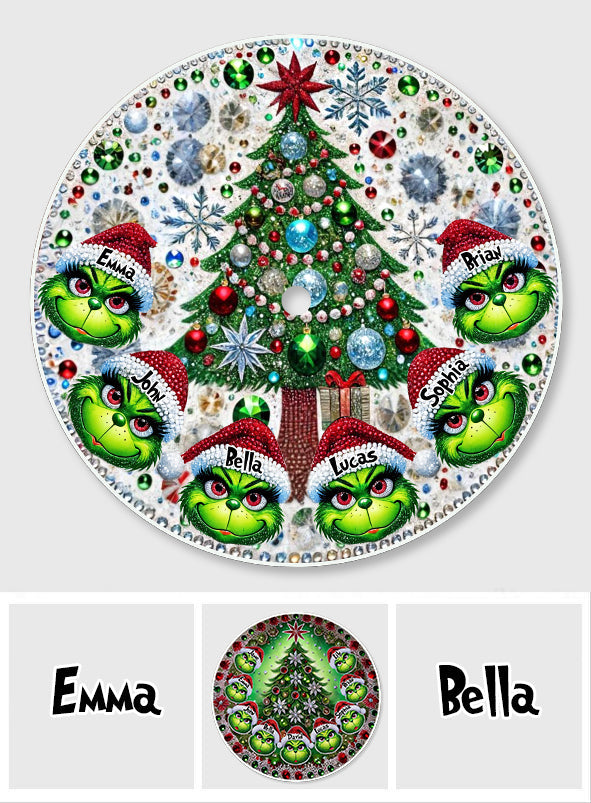 Personalized Grinch Christmas Tree Skirt Unique Family Gift Tree Skirt GradoCreations