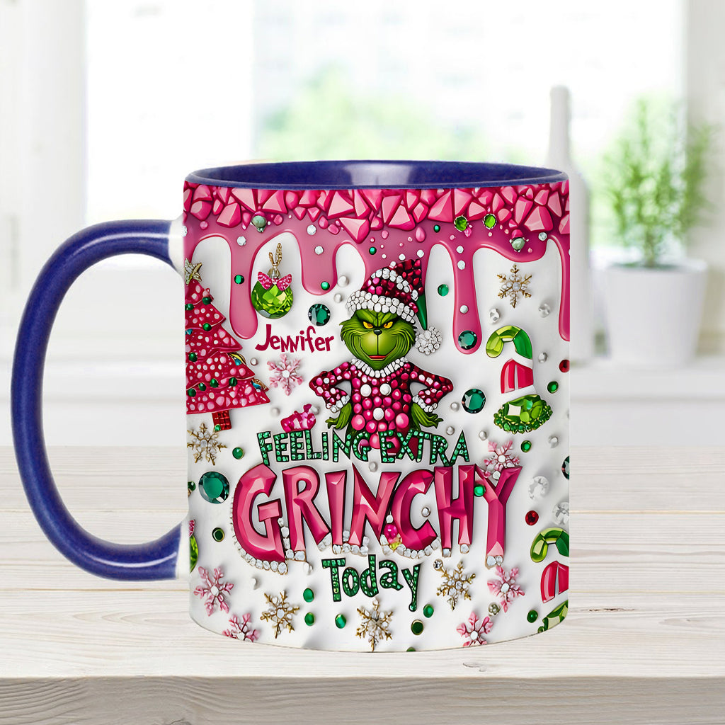 Personalized Christmas Accent Mug Feeling Extra Grinchy Gift Accent Mug GradoCreations
