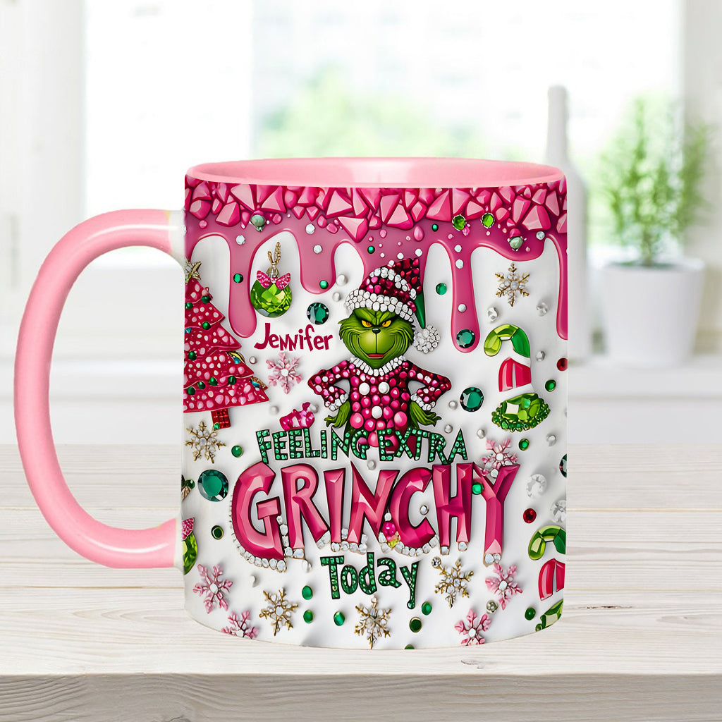 Personalized Christmas Accent Mug Feeling Extra Grinchy Gift Accent Mug GradoCreations