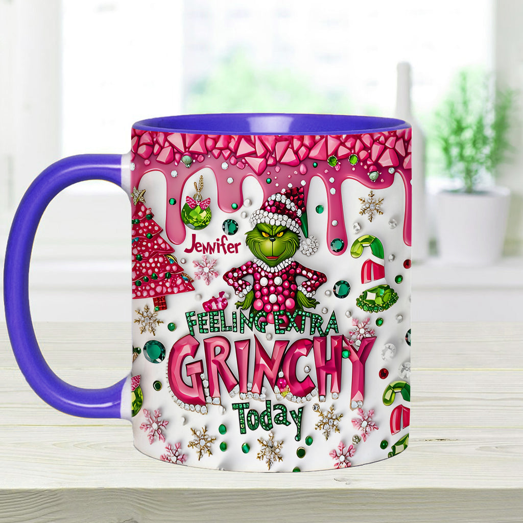 Personalized Christmas Accent Mug Feeling Extra Grinchy Gift Accent Mug GradoCreations