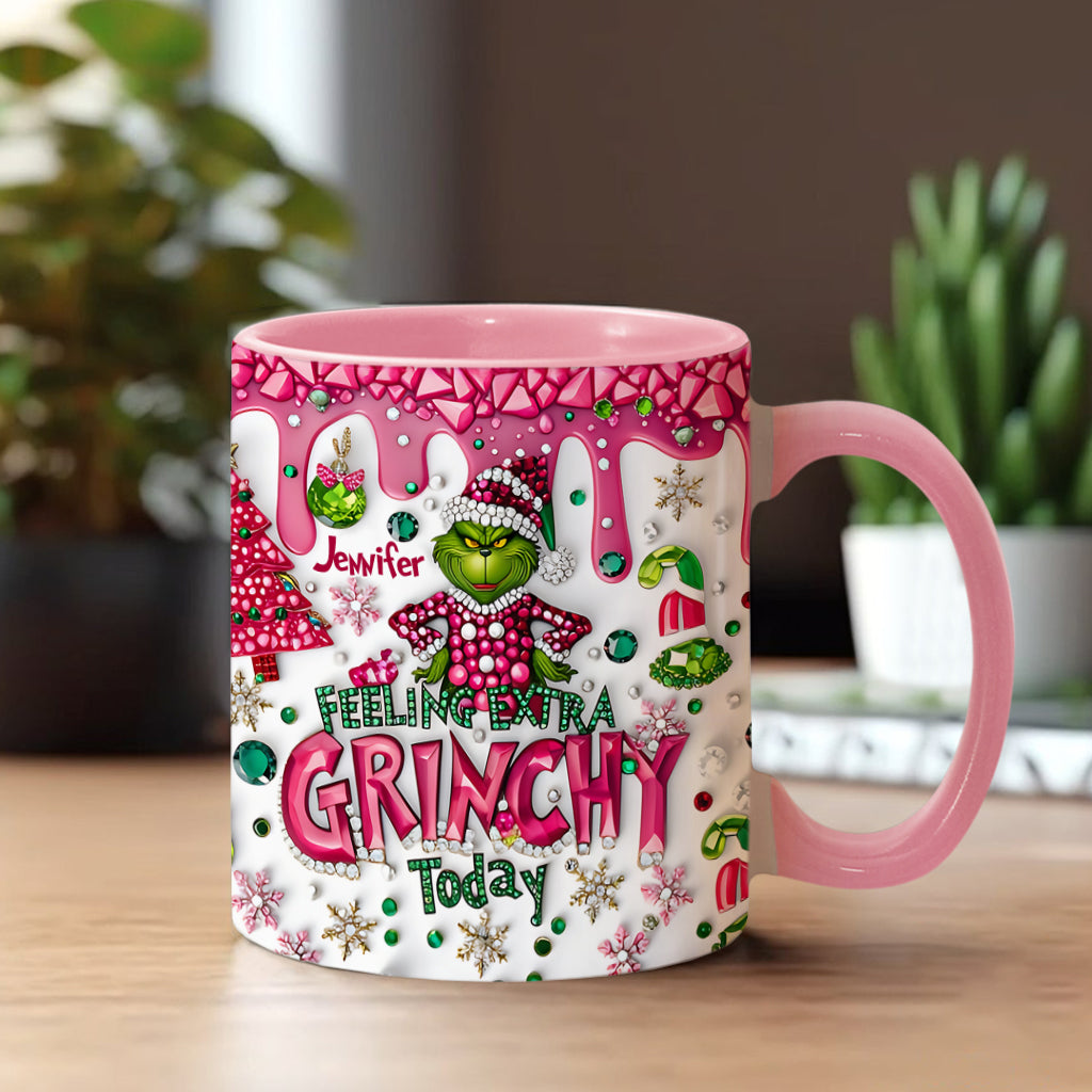 Personalized Christmas Accent Mug Feeling Extra Grinchy Gift Accent Mug GradoCreations