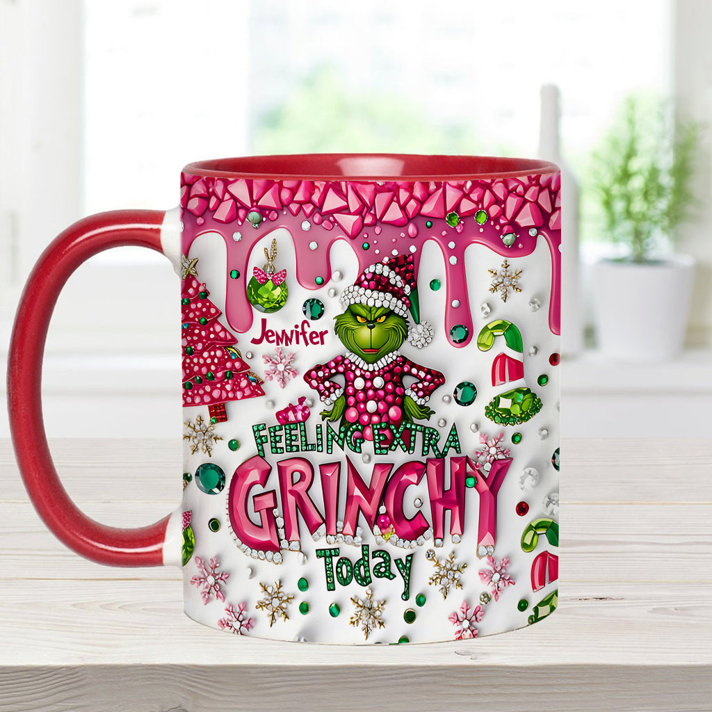 Personalized Christmas Accent Mug Feeling Extra Grinchy Gift Accent Mug GradoCreations