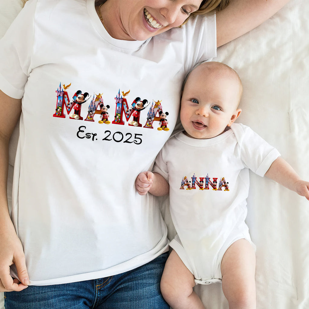 Personalized Mickey Mouse T-shirt and Baby Onesie Gift for Mother's Day T-shirt And Baby Onesie GradoCreations