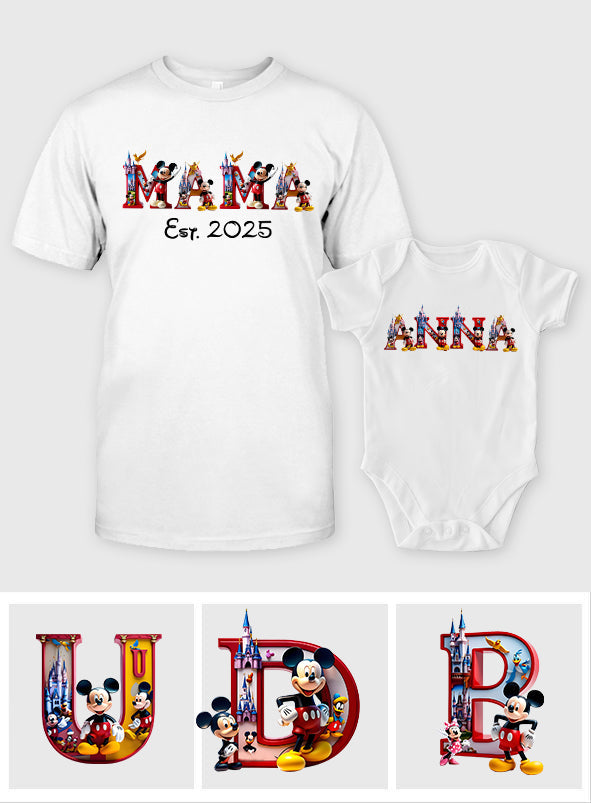 Personalized Mickey Mouse T-shirt and Baby Onesie Gift for Mother's Day T-shirt And Baby Onesie GradoCreations