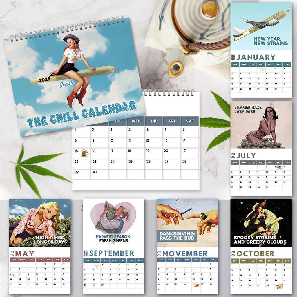 Personalized Chill Weed Wall & Desk Calendar 2025 Gift Wall Calendar & Desk Calendar GradoCreations
