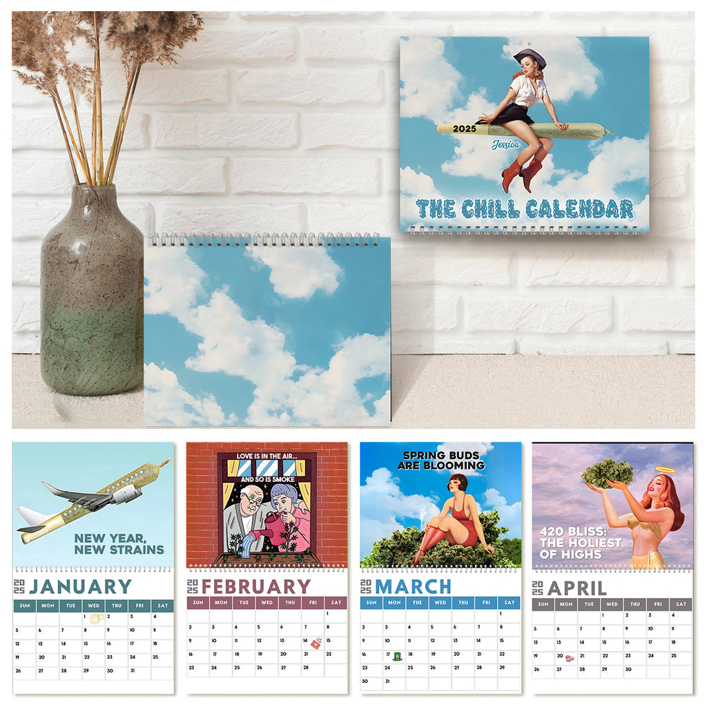 Personalized Chill Weed Wall & Desk Calendar 2025 Gift Wall Calendar & Desk Calendar GradoCreations