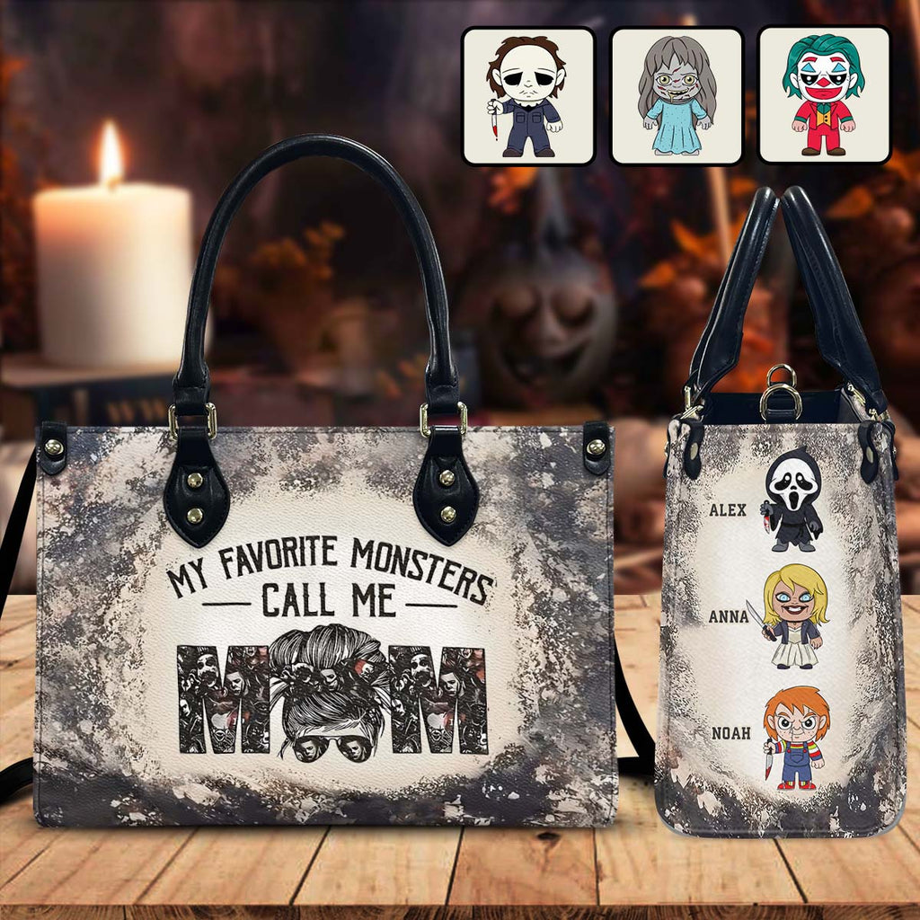 Personalized Leather Handbag for Mom with Favorite Monsters Design Leather Handbag 2 GradoCreations