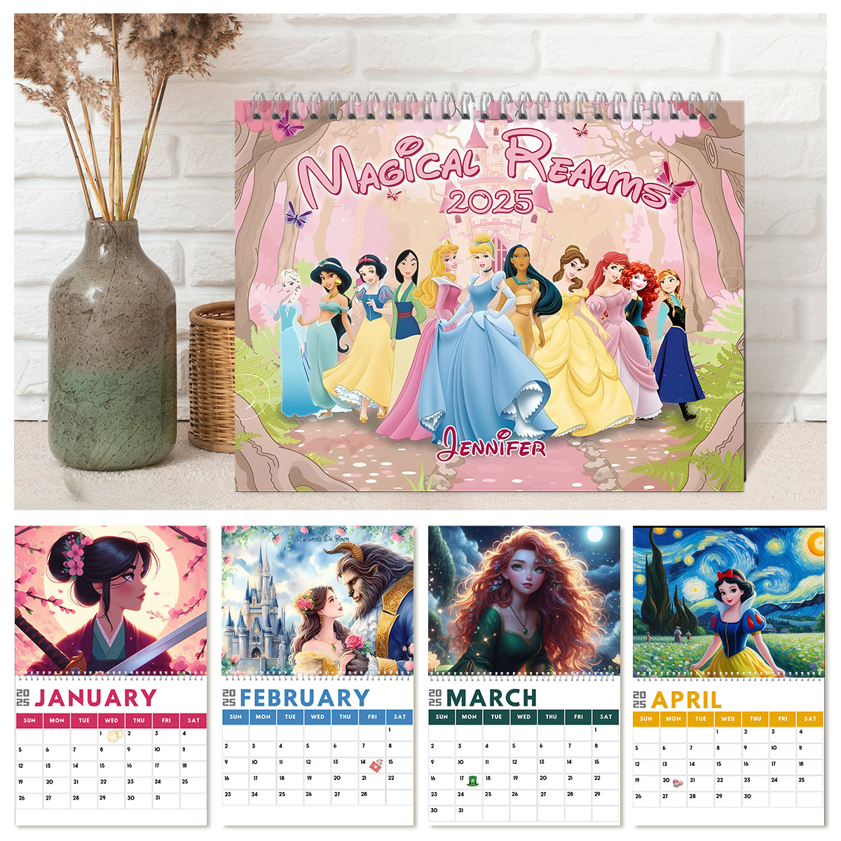 Personalized Wall & Desk Calendar Custom Name 2025 Gift for Kids Wall Calendar & Desk Calendar GradoCreations