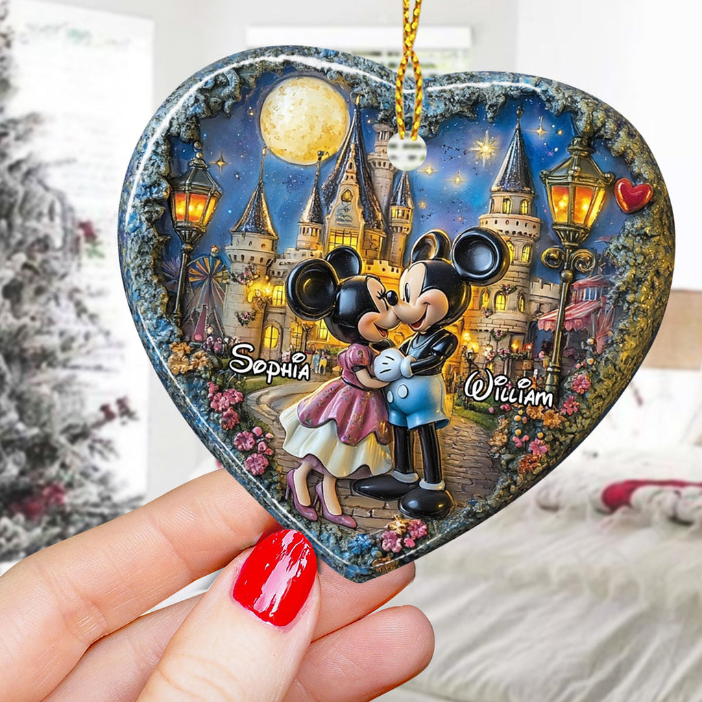 Personalized Ceramic Heart Ornament Custom Name for Couples Gift Ceramic Heart Ornament GradoCreations