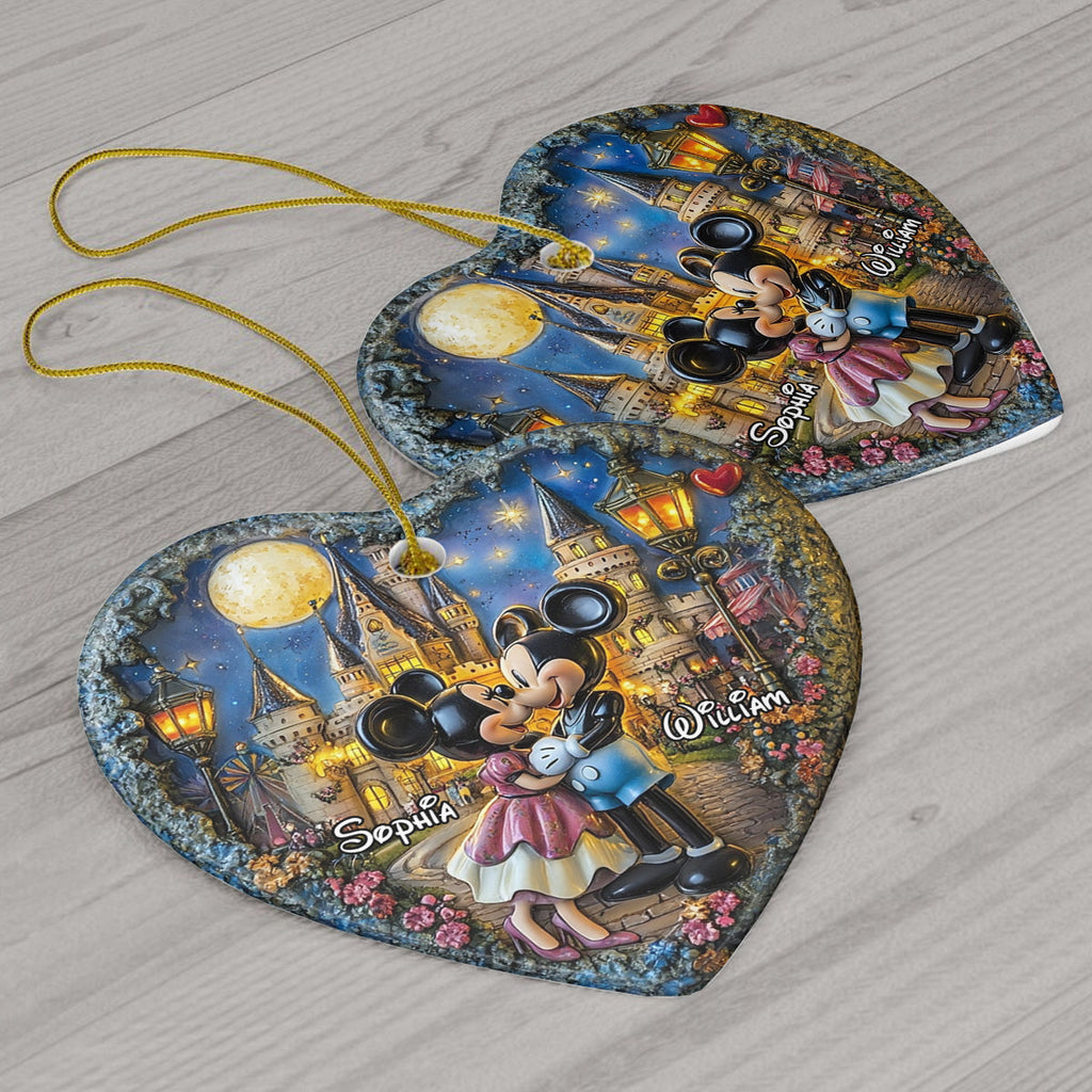 Personalized Ceramic Heart Ornament Custom Name for Couples Gift Ceramic Heart Ornament GradoCreations