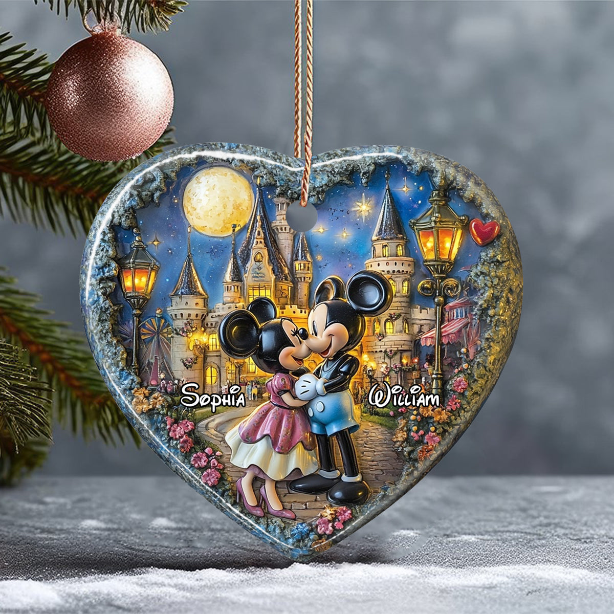 Personalized Ceramic Heart Ornament Custom Name for Couples Gift Ceramic Heart Ornament GradoCreations