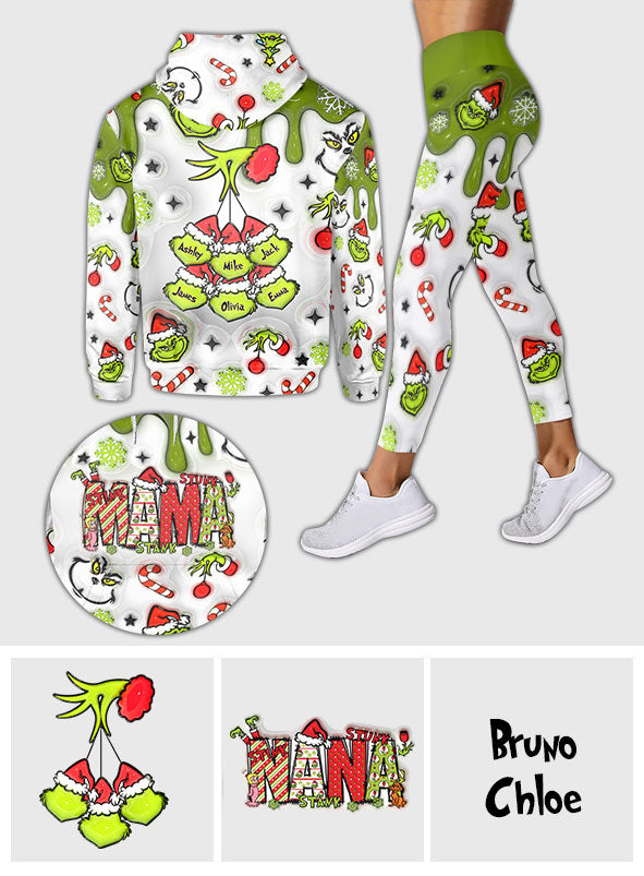 Personalized Mama Grinch Hoodie and Leggings Set for Mom | Christmas Gift Hoodie & Leggings GradoCreations