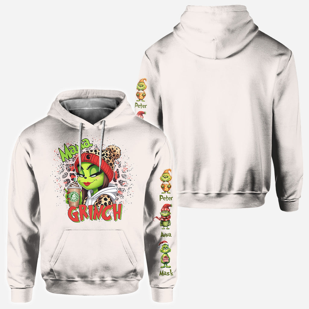 Personalized Christmas All Over Shirt for Mom & Dad - Grinch Design All Over Shirt GradoCreations