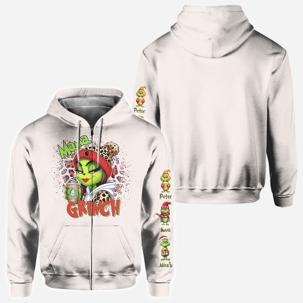 Personalized Christmas All Over Shirt for Mom & Dad - Grinch Design All Over Shirt GradoCreations
