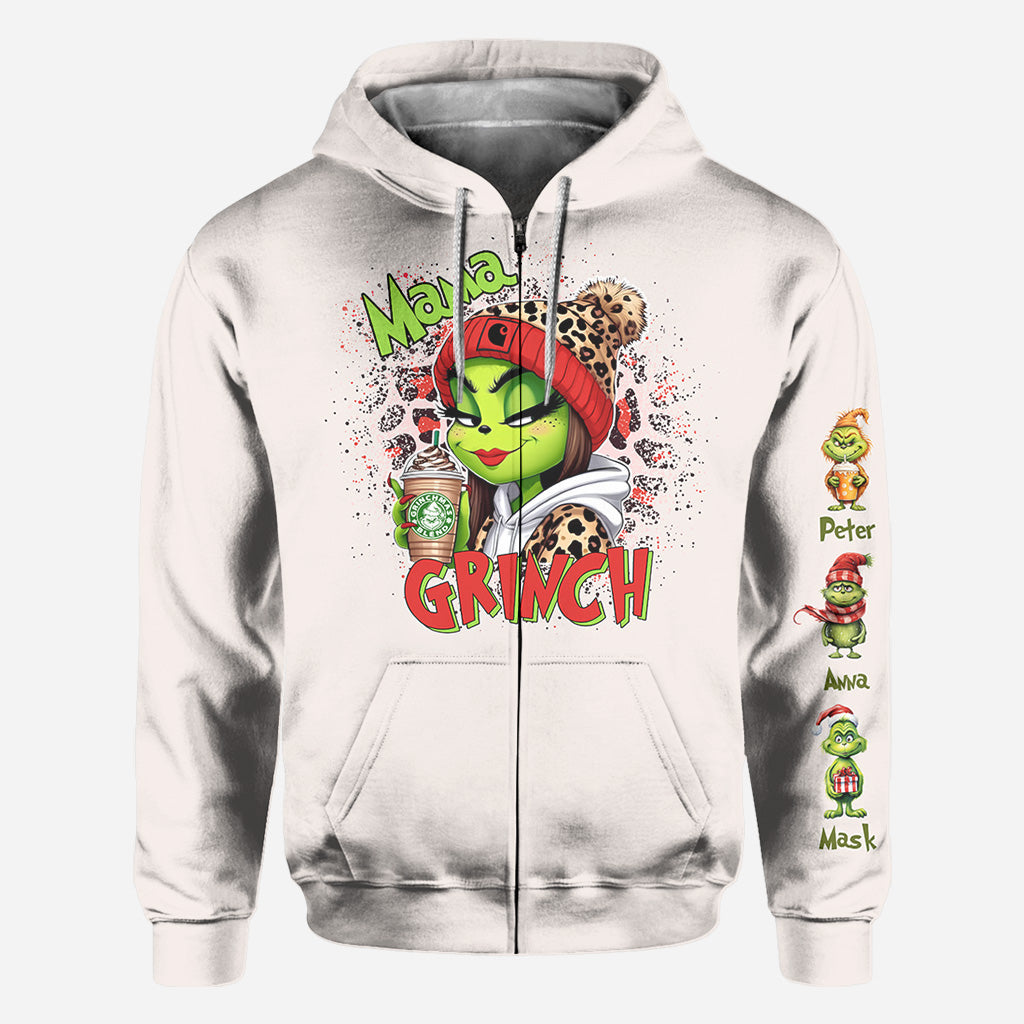 Personalized Christmas All Over Shirt for Mom & Dad - Grinch Design All Over Shirt GradoCreations