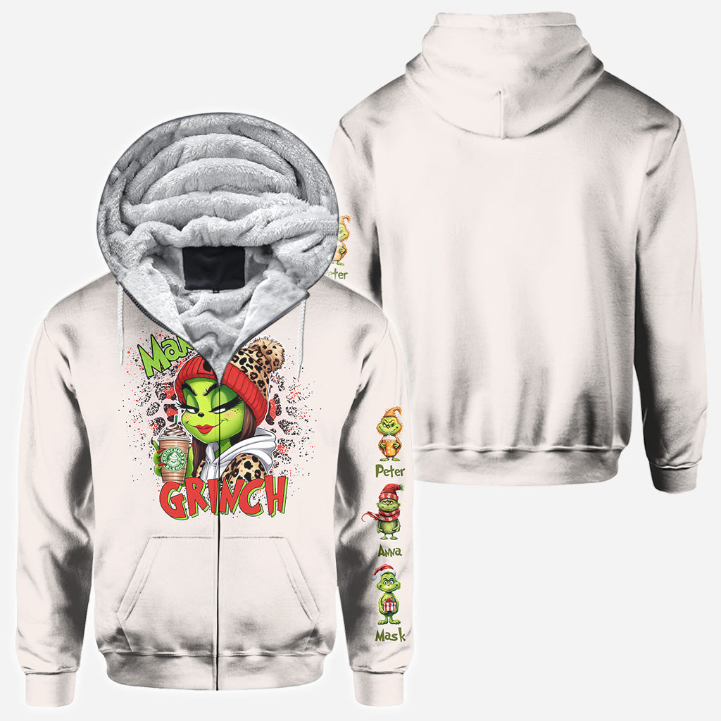 Personalized Christmas All Over Shirt for Mom & Dad - Grinch Design All Over Shirt GradoCreations