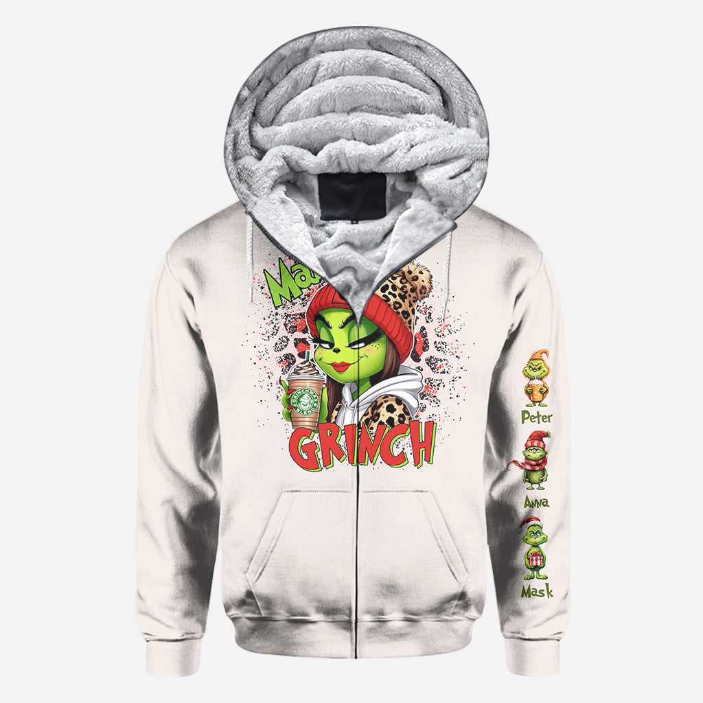 Personalized Christmas All Over Shirt for Mom & Dad - Grinch Design All Over Shirt GradoCreations