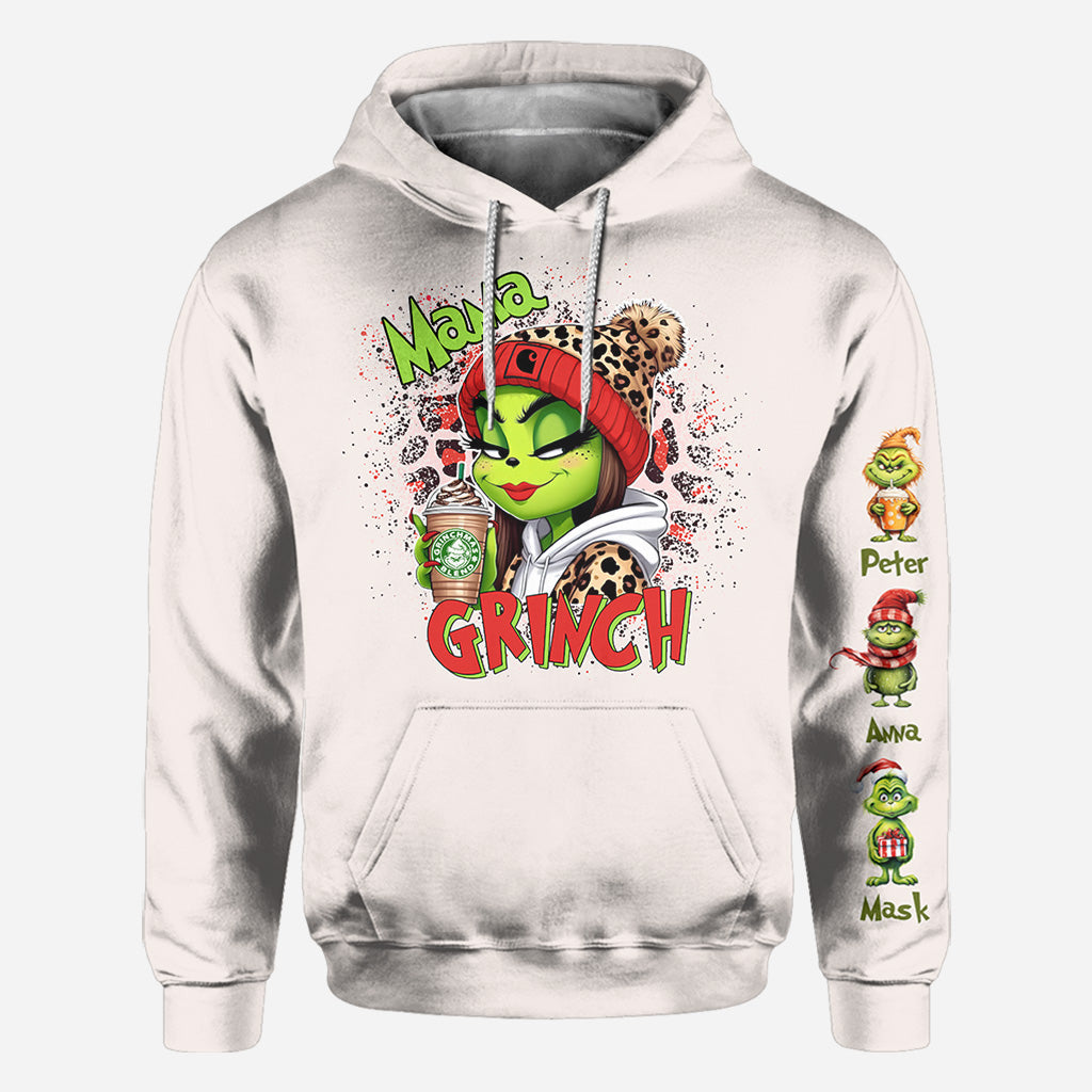 Personalized Christmas All Over Shirt for Mom & Dad - Grinch Design All Over Shirt GradoCreations