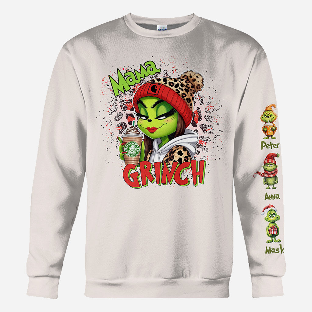 Personalized Christmas All Over Shirt for Mom & Dad - Grinch Design All Over Shirt GradoCreations