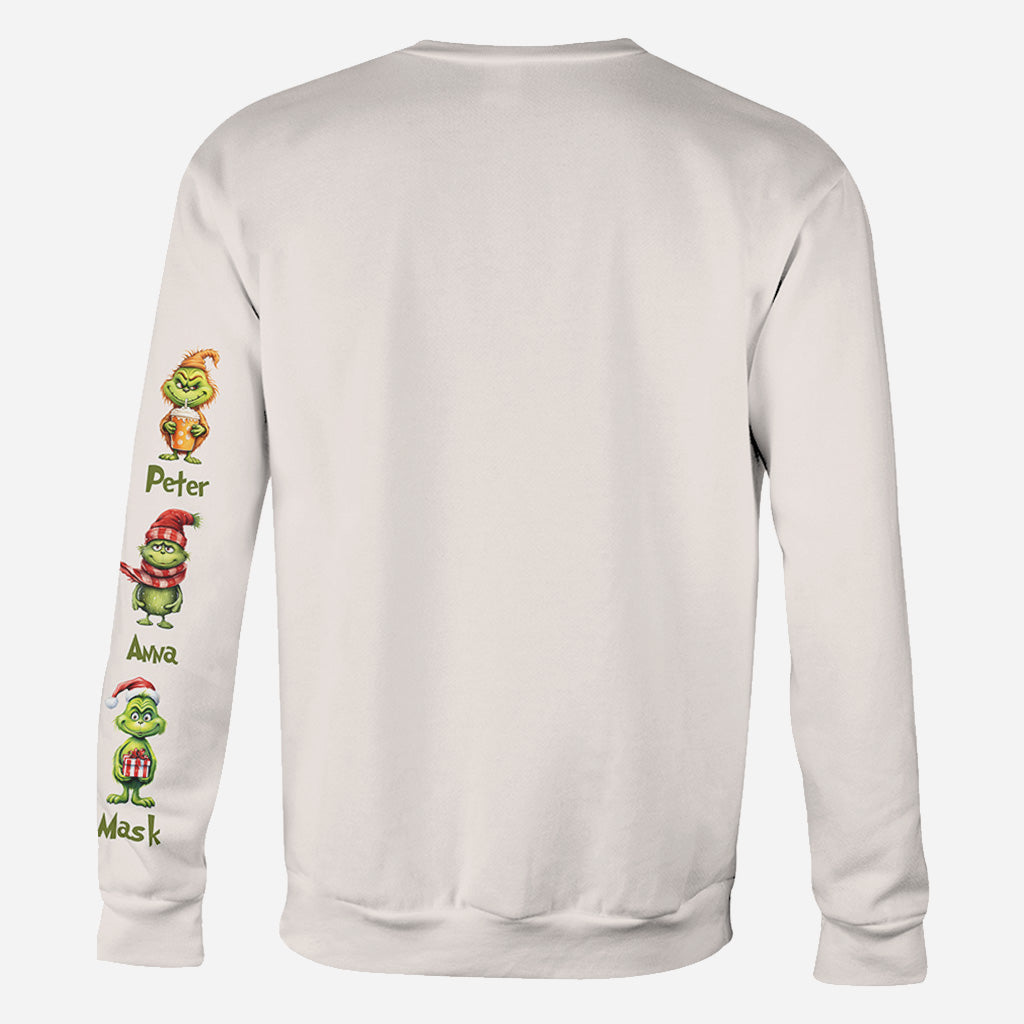 Personalized Christmas All Over Shirt for Mom & Dad - Grinch Design All Over Shirt GradoCreations