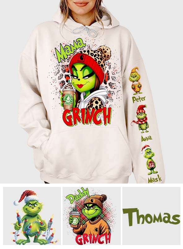 Personalized Christmas All Over Shirt for Mom & Dad - Grinch Design All Over Shirt GradoCreations