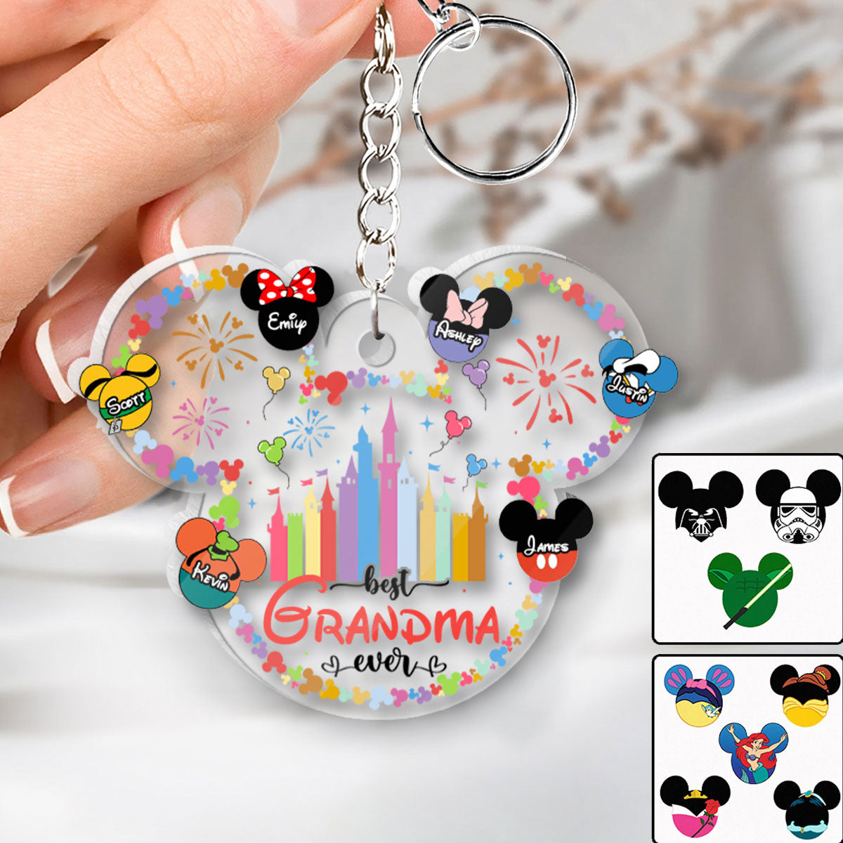 Personalized Best Grandma Ever Acrylic Keychain Gift One-sided Keychain GradoCreations