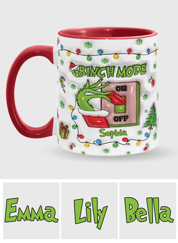Personalized Grinch Mode Accent Mug Custom Name Holiday Gift Accent Mug GradoCreations