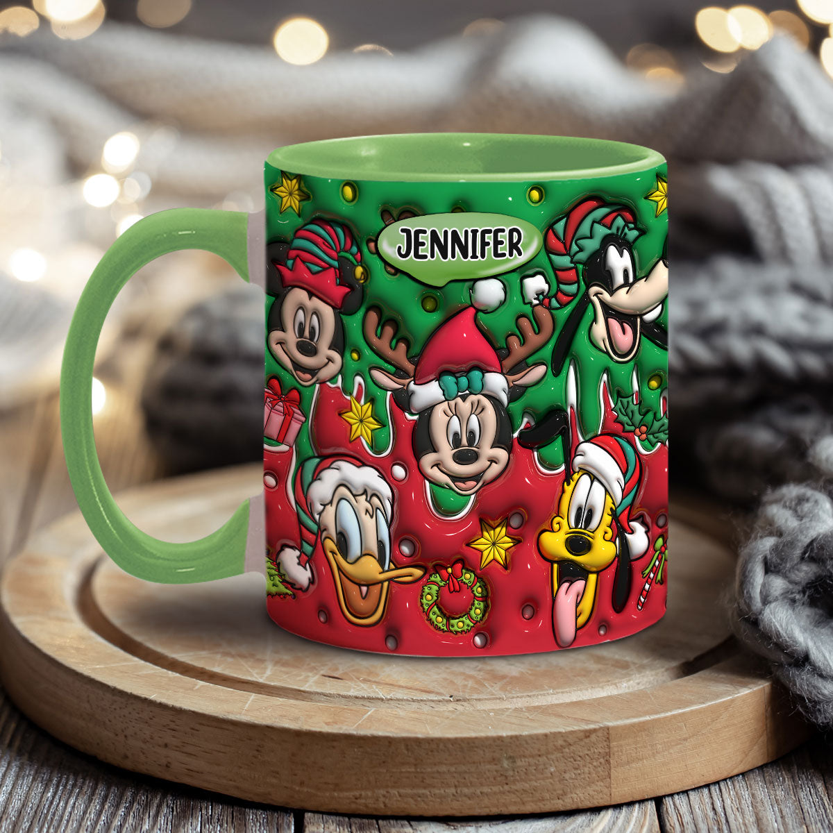 Personalized Christmas Mouse Accent Mug Custom Name Gift Accent Mug GradoCreations