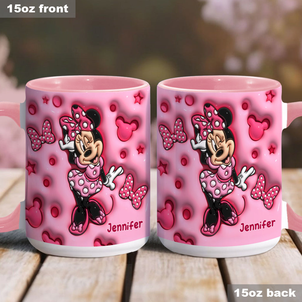 Personalized Pink Minnie Mouse Accent Mug with Custom Name Gift Accent Mug GradoCreations