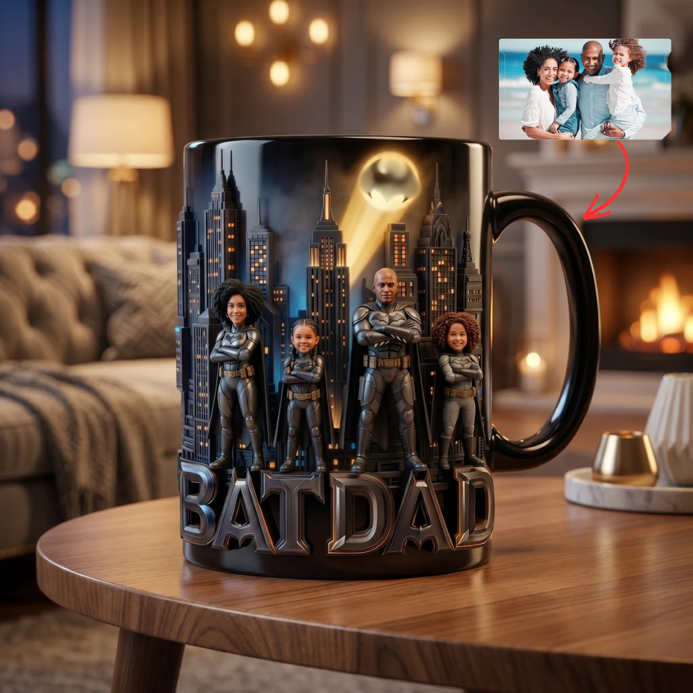 Personalized Color Changing Mug with Family Photo BatDad Gift for Dad