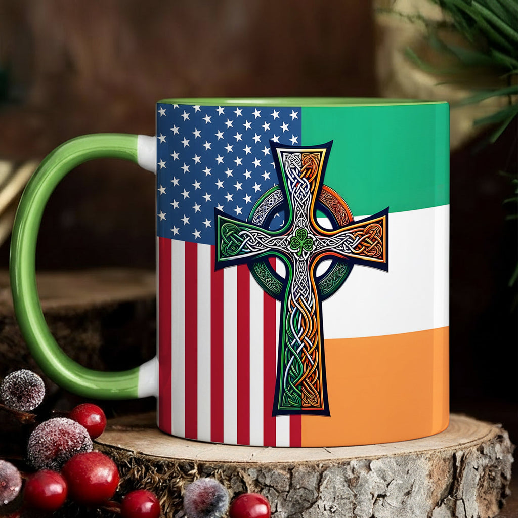 Personalized Irish-American Celtic Cross Accent Mug Gift GradoCreations