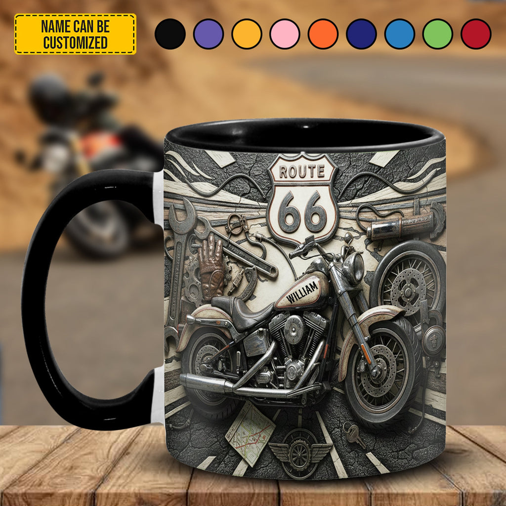 Personalized Biker Accent Mug Custom Name Route 66 Gift GradoCreations